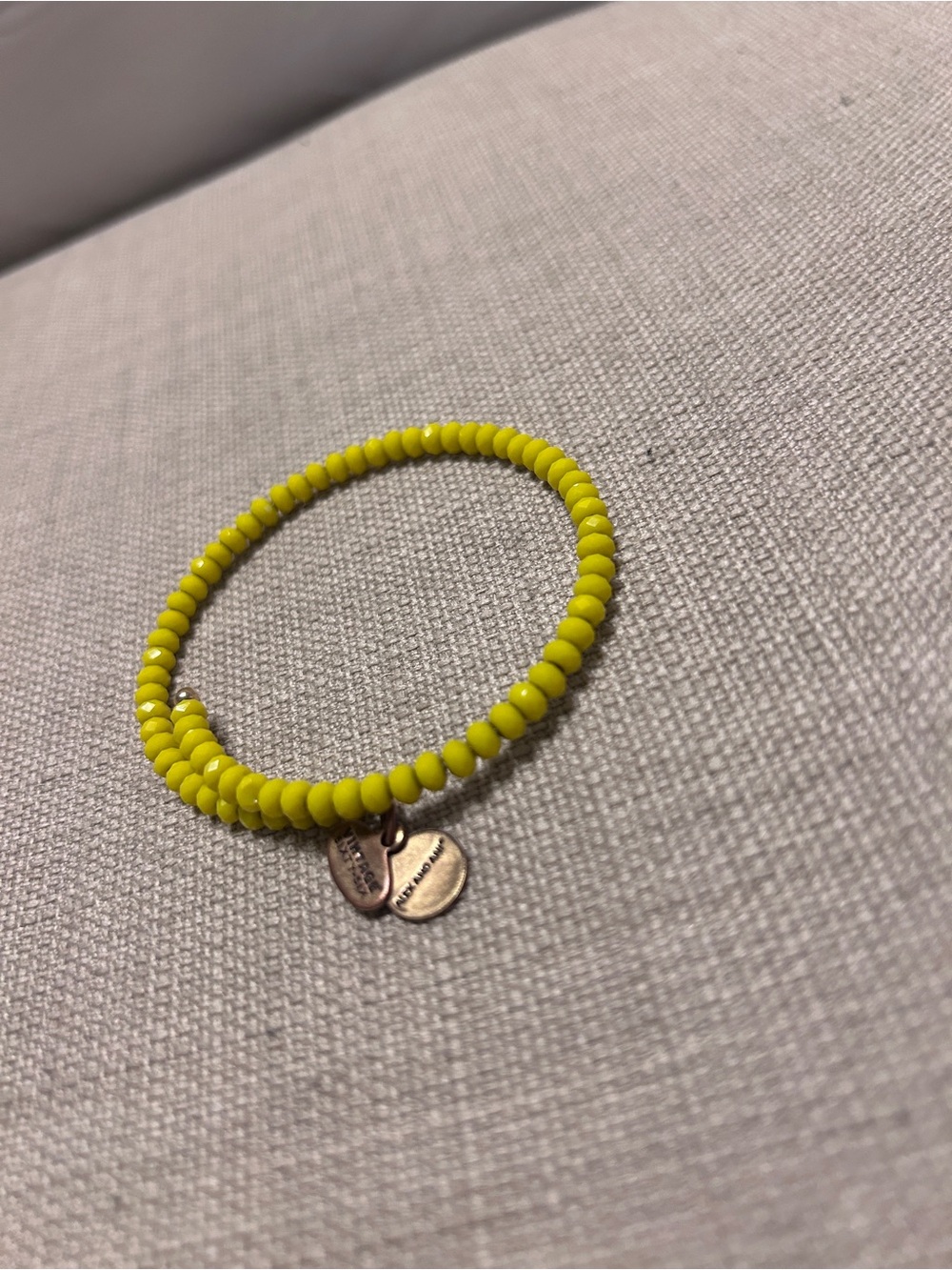 Alex and Ani Yellow Beaded Stretch Bracelet with Charm